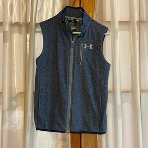 Under armor boys light blue zip up vest size youth large